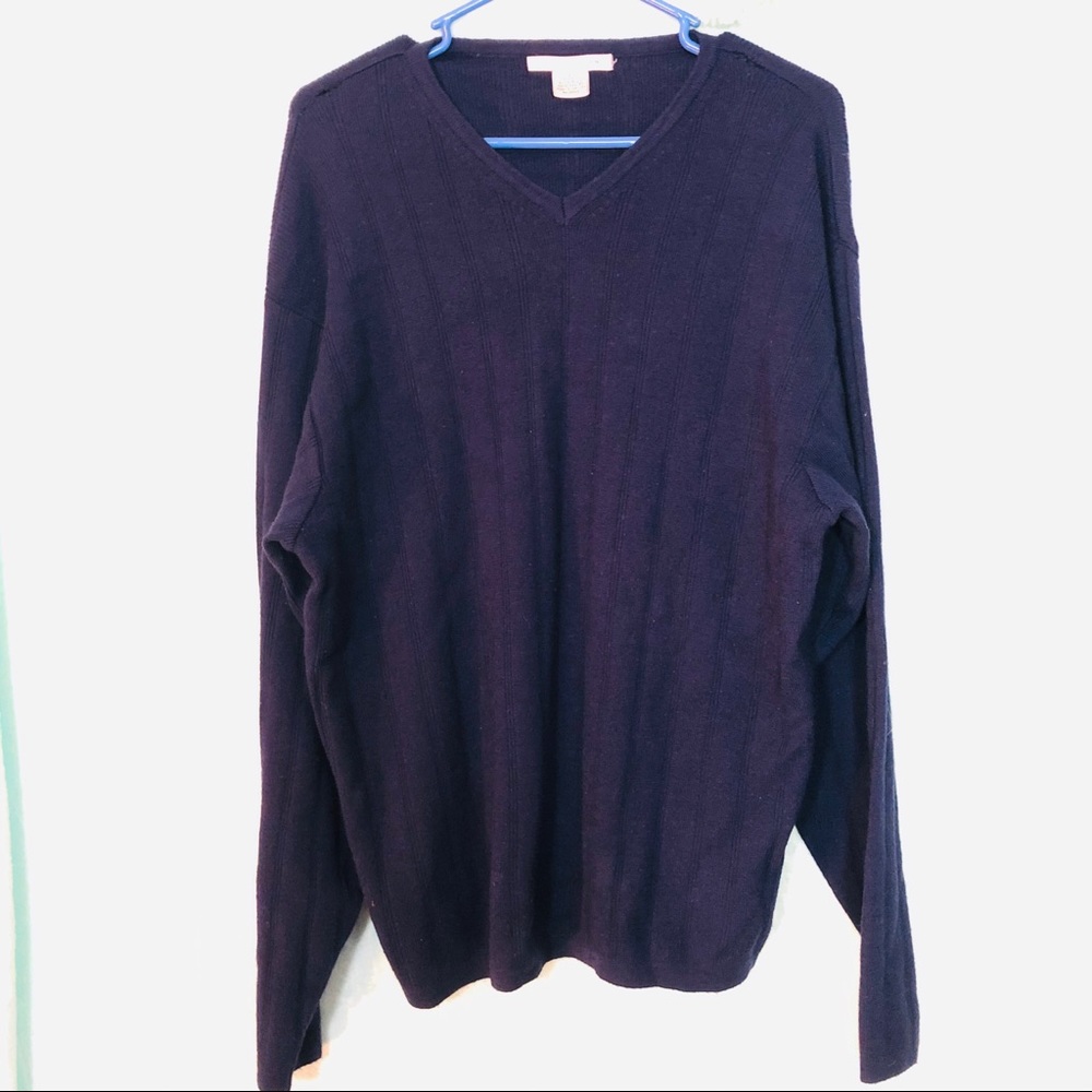 ❄️Geoffrey Beene L blue wool V-neck sweater